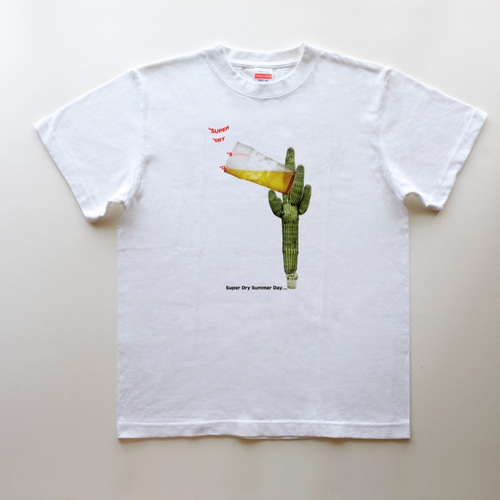 ◇◇ SUPER DRYな夏の日 5.6oz Tシャツ / white / ビール Tシャツ 1o  