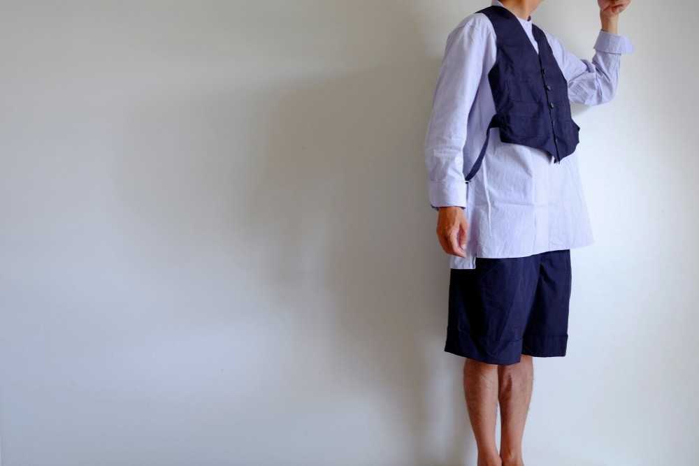 sale◎サイドスリットウェストコート / ベスト ジレ レイヤード /コットン【 紺 】 9,702円