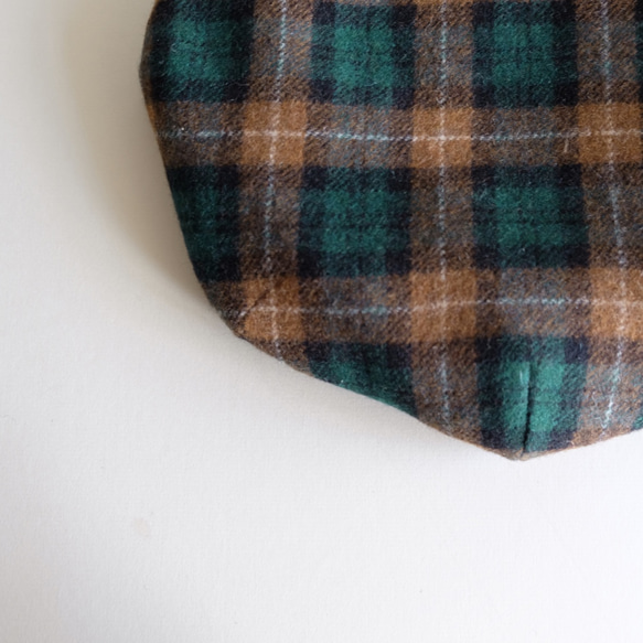 ＊已售出＊再次上架貝雷帽 - 英國格子呢綠色和駝色法蘭絨 - 第2張的照片