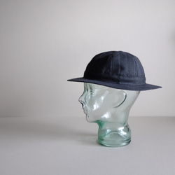 ＊sold＊ つばの薄い帽子  - 上質ウール・ダークグレー・チョークストライプ - 2枚目の画像