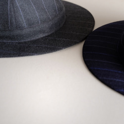＊sold＊ つばの薄い帽子  - 上質ウール・ダークグレー・チョークストライプ - 9枚目の画像