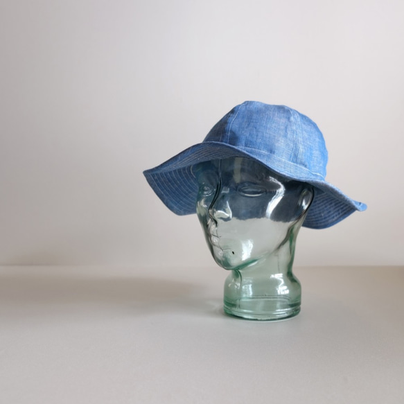 母親節◆特價商品◆亞麻牛仔布淺盎司[藍色]丸井帽子 第4張的照片