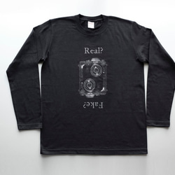 二つ眼カメラ【5.6oz Long T-shirt】- black - 7枚目の画像