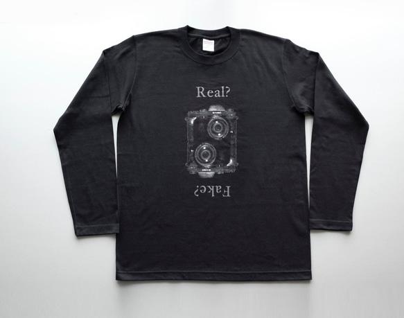 二つ眼カメラ【5.6oz Long T-shirt】- black - 7枚目の画像