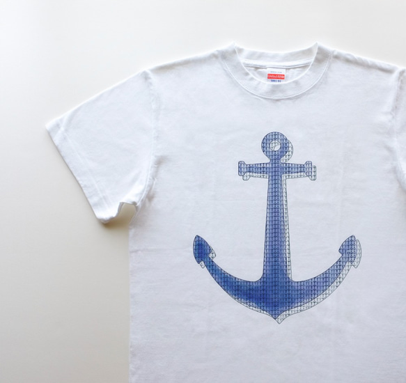 ◆◇ 海色の ⚓︎⚓︎⚓︎ 5.6oz　Tシャツ　white 1枚目の画像