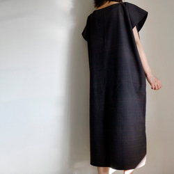 長裙/方形法式袖/格倫格紋拉絨棉[木炭灰] 第2張的照片