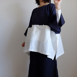 ＊已售出＊ Switching Wide T-shirt / LL size / Cotton Oxford [navy blu 第6張的照片