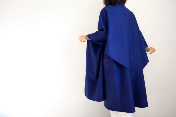 *已售出*長斗篷外套 Re_1say / Compressed Wool Jersey [Royal Blue] long ca 第9張的照片