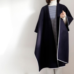 New Long Cape Coat Re_1say /羊毛開司米羊絨雙面海狸[海軍] 第2張的照片