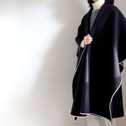 New Long Cape Coat Re_1say /羊毛開司米羊絨雙面海狸[海軍] 第4張的照片