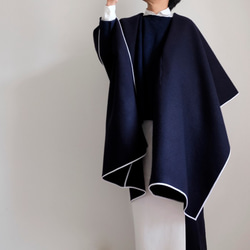 New Long Cape Coat Re_1say /羊毛開司米羊絨雙面海狸[海軍] 第10張的照片