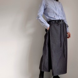 New Apron Wrap Pants / Cotton Chambray [Indigo] / 圍裙褲 第1張的照片