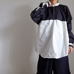 ＊已售出＊ Switchable Pullover Shirt/L/Cotton Typewriter [Navy and Gr 第8張的照片