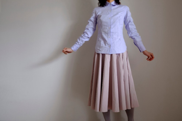 新春圓形半身裙/聚酯纖維[灰粉色/櫻花] 第2張的照片