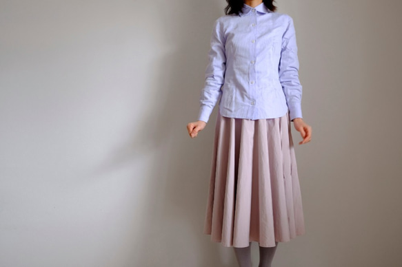 新春圓形半身裙/聚酯纖維[灰粉色/櫻花] 第3張的照片