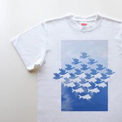 ◆◇ 千鳥千魚格子 5.6oz  Tシャツ / white 1枚目の画像