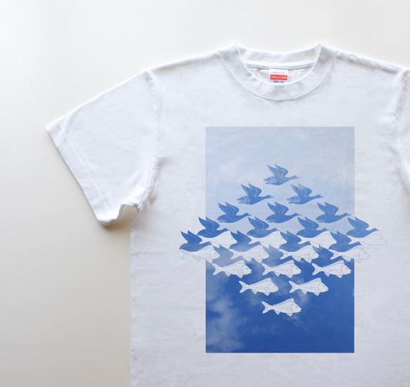 ◆◇ 千鳥千魚格子 5.6oz  Tシャツ / white 1枚目の画像