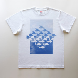 ◆◇ 千鳥千魚格子 5.6oz  Tシャツ / white 4枚目の画像