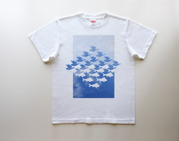 ◆◇ 千鳥千魚格子 5.6oz  Tシャツ / white 4枚目の画像