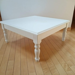 ミルキーホワイトの正方形のこたつテーブル 1枚目の画像