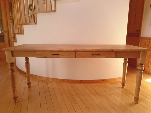 【値下げ】★ハンドメイド アンティーク調 作業台 長机 幅150cm ホワイト 法人限定） 作業台 幅150cm 奥行75cm テーブル 作業台テーブル