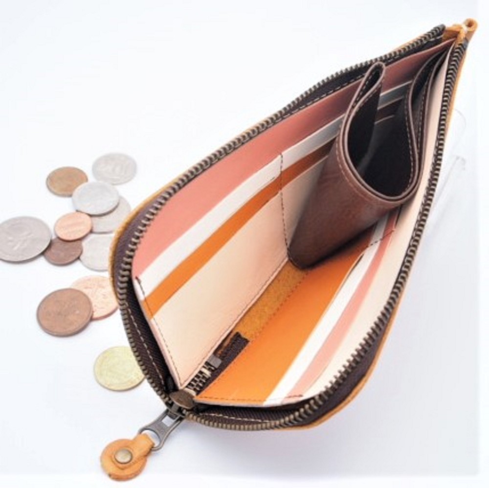 牛革L字型長財布　使いやすい　シンプル　薄型　コンパクト