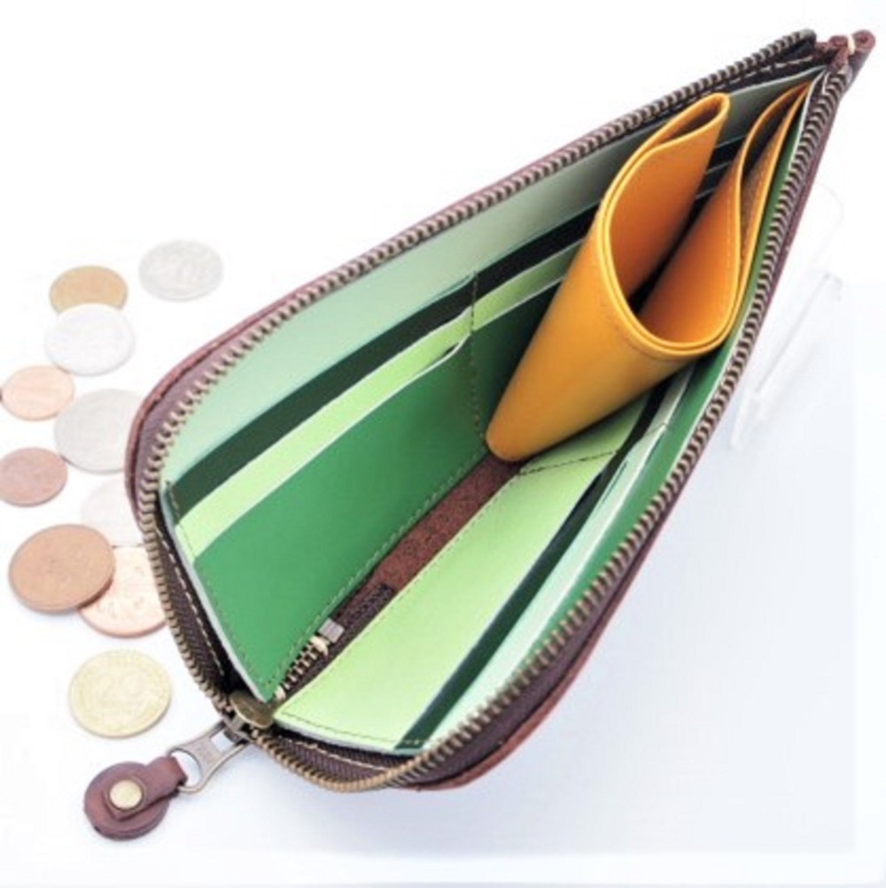 牛革L字型長財布　使いやすい　シンプル　薄型　コンパクト