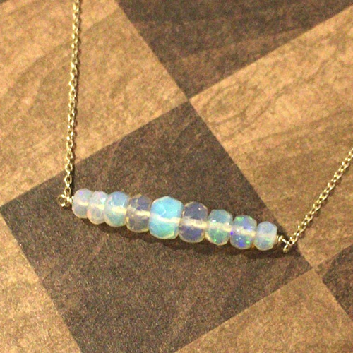 02《1点もの》プレシャスオパール 9石ネックレス☆14KGF【ゴールド