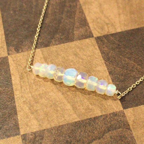 02《1点もの》プレシャスオパール 9石ネックレス☆14KGF【ゴールド