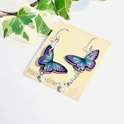 &lt;手繪&gt;“蝴蝶”金屬耳釘、金屬耳釘、樹脂耳釘 第8張的照片