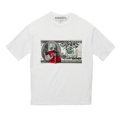 NEW 100＄　RED　キバ　グリーン紙幣　ホワイトTシャツ　【 インクジェット 】 2枚目の画像