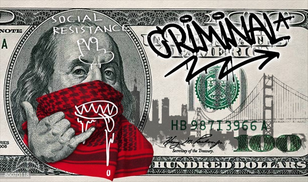 NEW 100＄　RED　キバ　グリーン紙幣　ブラックTシャツ　【 インクジェット 】 5,168円