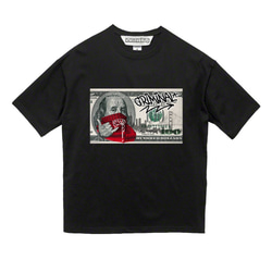 NEW 100＄　RED　キバ　グリーン紙幣　ブラックTシャツ　【 インクジェット 】 2枚目の画像