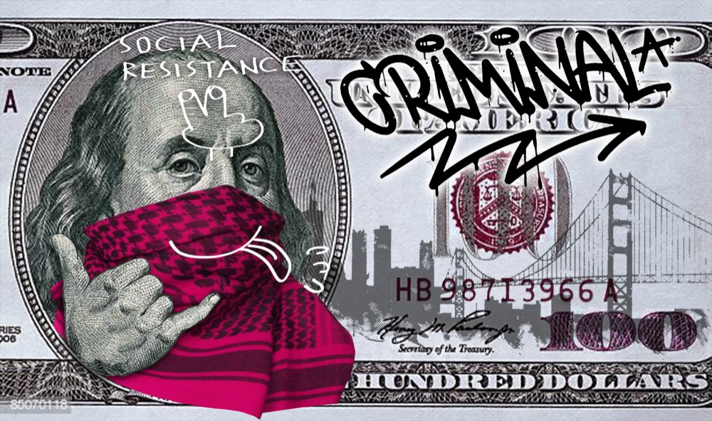 NEW 100＄　PINK　キバ　レッド紙幣　ホワイトTシャツ　【 インクジェット 】