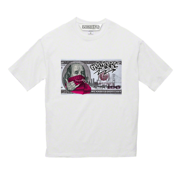 NEW 100＄　PINK　キバ　レッド紙幣　ホワイトTシャツ　【 インクジェット 】 2枚目の画像