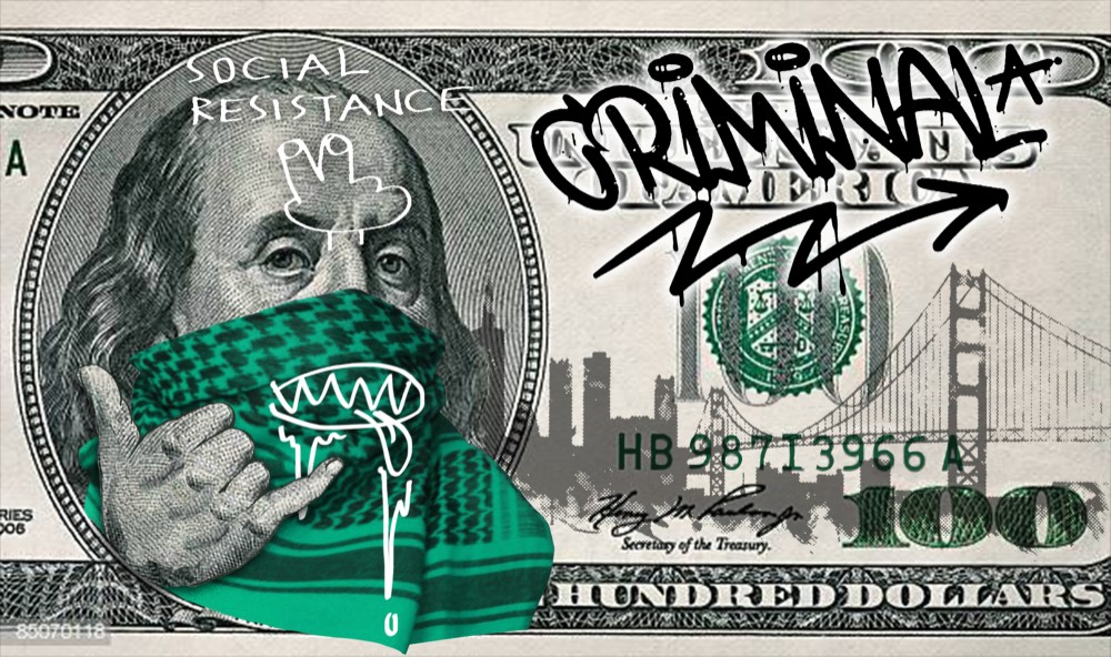 NEW 100＄　GREEN　キバ　グリーン紙幣　ホワイトTシャツ　【 インクジェット 】