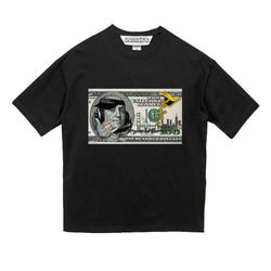 NEW 100＄　DJ ベンジャミンフランクリン　ブラックTシャツ　【 インクジェット 】 2枚目の画像