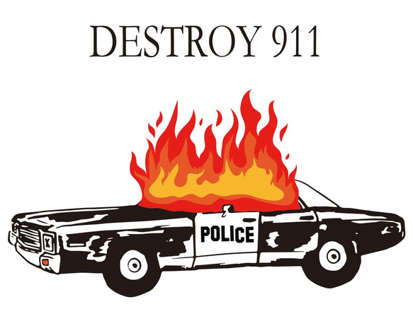 デストロ 911　タイプA　フォント2　ホワイトTシャツ　【 インクジェット 】 1枚目の画像