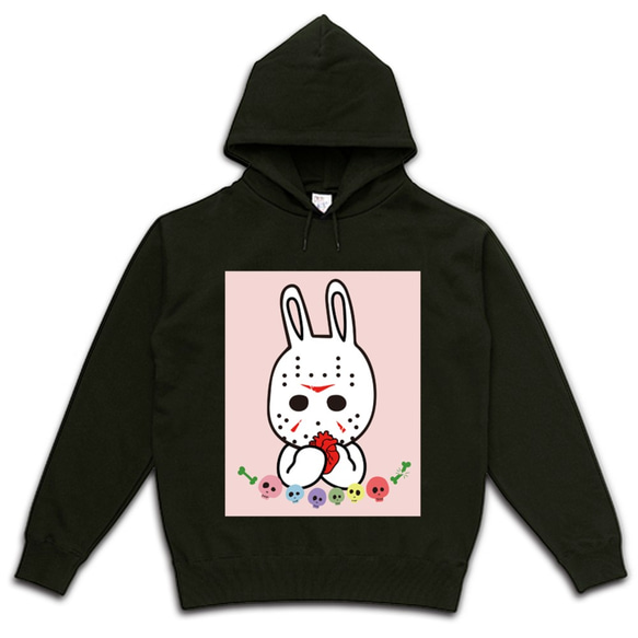 Creepy Bunny　Pink　ポップでキッチュな殺意スウェットパーカー　【 インクジェット 】 1枚目の画像