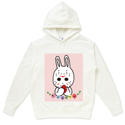 Creepy Bunny　Pink　ポップでキッチュな殺意スウェットパーカー　【 インクジェット 】 4枚目の画像