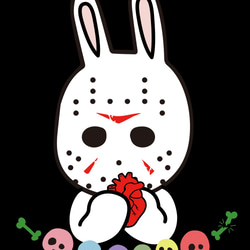 Creepy Bunny　ブラックボディ　ポップでキッチュな殺意Tシャツ　【 インクジェット 】 1枚目の画像