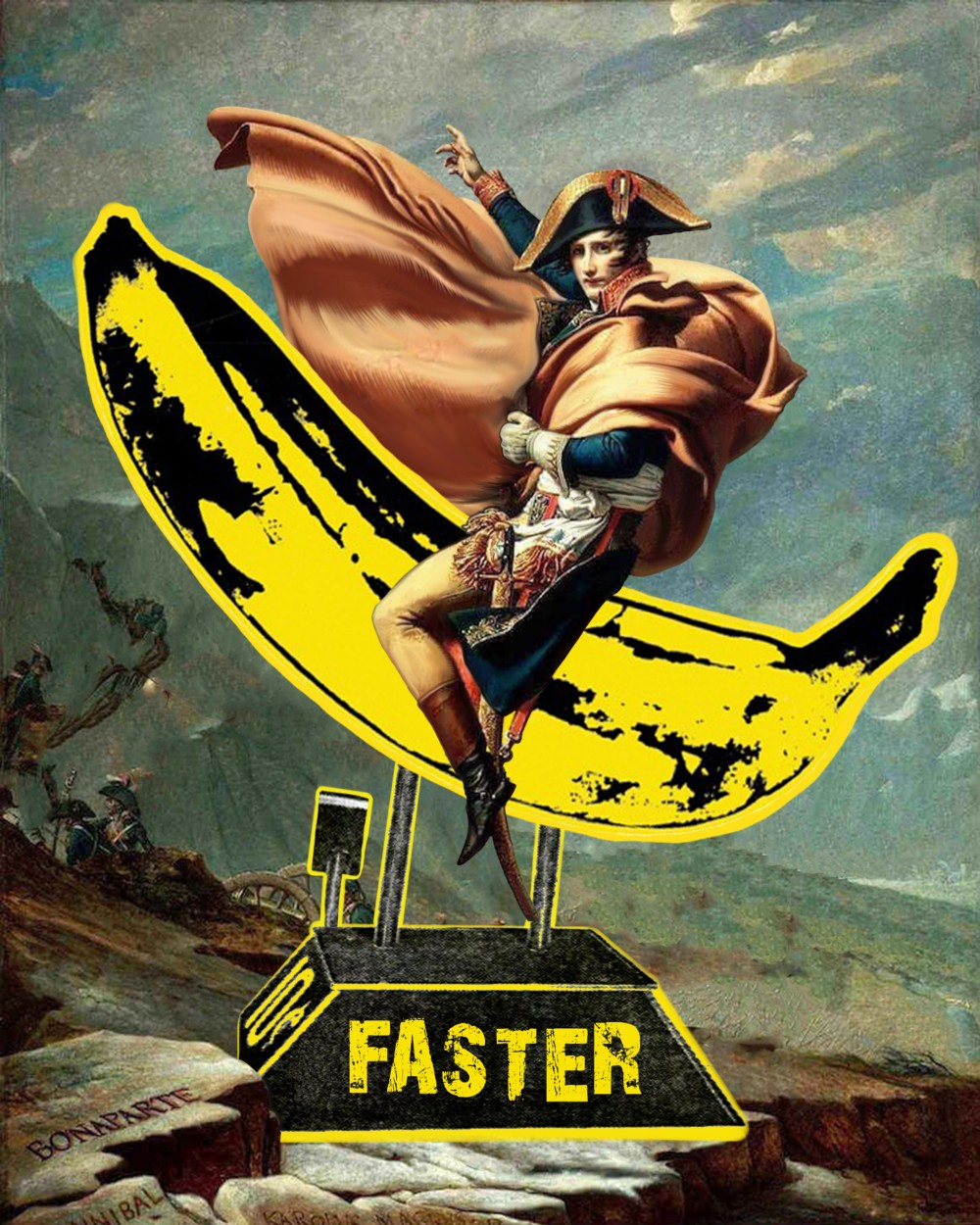 ナポレオン　Coin operated ride　バナナ　フォント FASTER　ホワイトTシャツ【 インクジェット 】