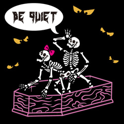 Be quiet　ピンク × オレンジ　ホワイトTシャツ【 インクジェット 】 1枚目の画像