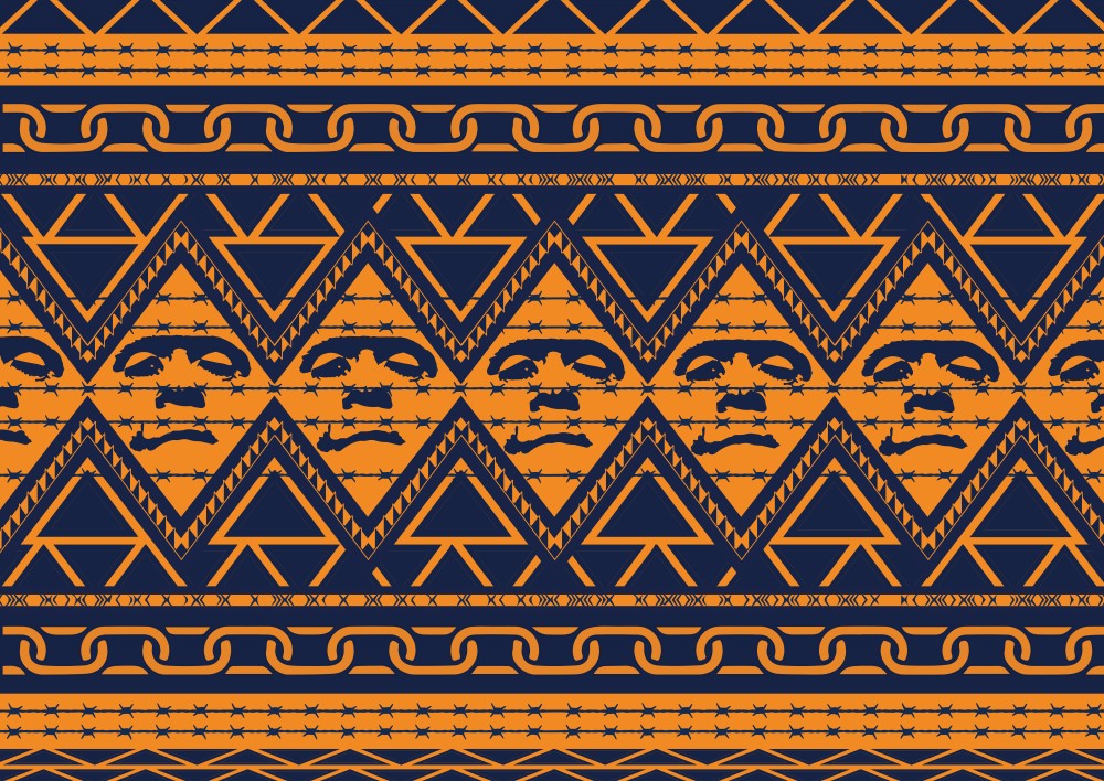 TRIBAL SCREAM　タイプY　民族柄　ホワイトTシャツ【 インクジェット 】