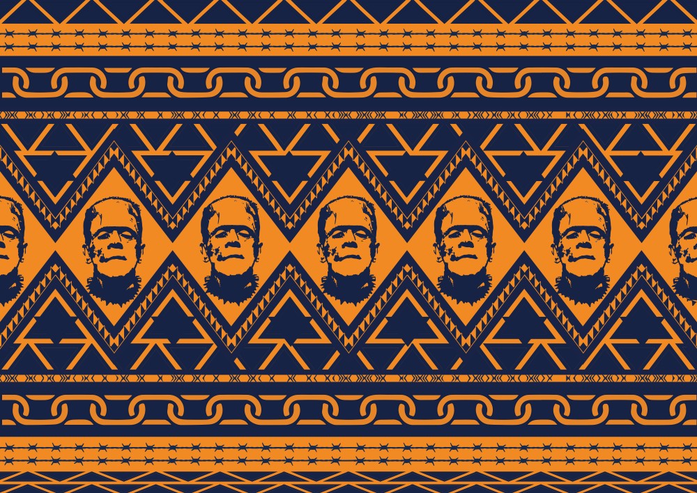 TRIBAL SCREAM　タイプA　民族柄　ホワイトTシャツ【 インクジェット 】