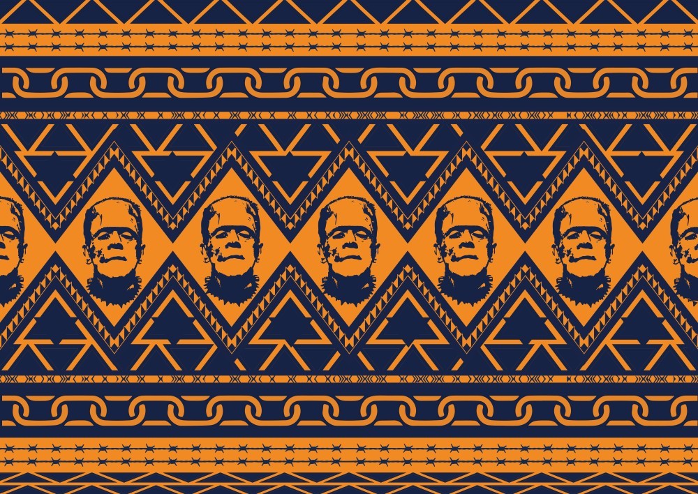 TRIBAL SCREAM　タイプA　民族柄　ブラックTシャツ【 インクジェット 】