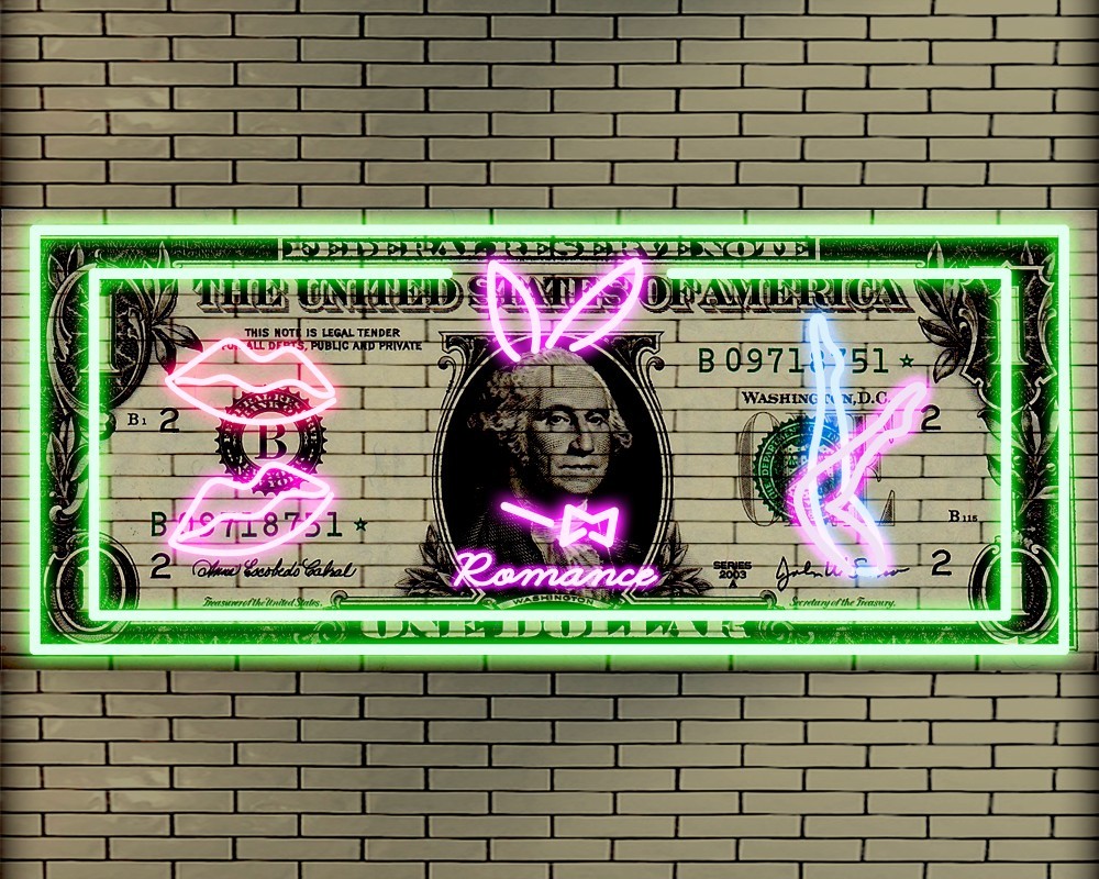 NEW　1＄　ROMANCE　Wall　ブラックTシャツ【 インクジェット 】