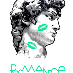 Rxmance ( フォントA ) グリーン   ホワイトTシャツ【 シルクスクリーン 】 1枚目の画像