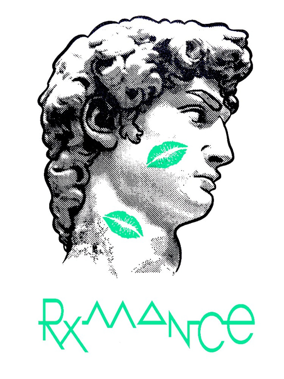 Rxmance ( フォントA ) グリーン   ホワイトTシャツ【 シルクスクリーン 】 1枚目の画像