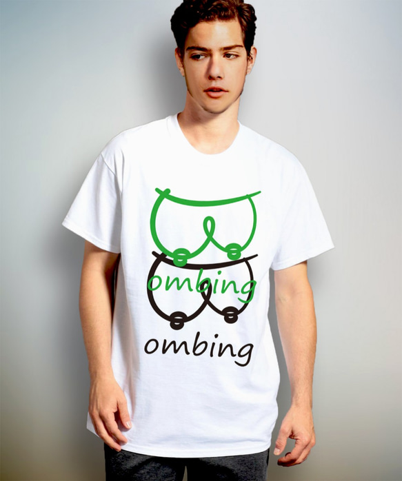 bombing logo (A) グリーン　 ホワイトTシャツ 【 シルクスクリーン 】 2枚目の画像